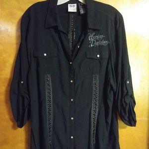 Harley-Davidson LS shirt with rhinestone buttons